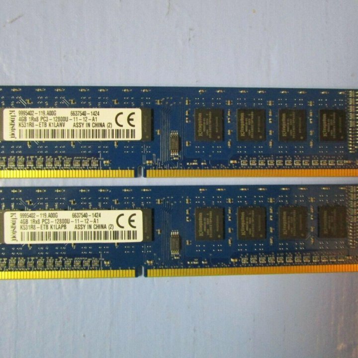 Kingston 8GB DDR3 (2штуки по 4GB ) 1600 Mhz