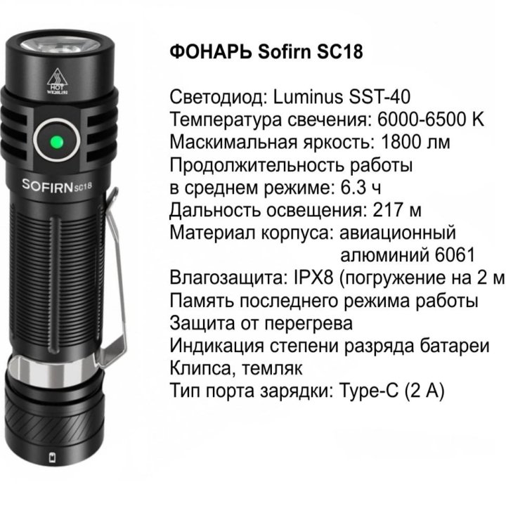 Фонарь Sofirn SP40 SP40A, HS40, Wurkkos HD15, HD20