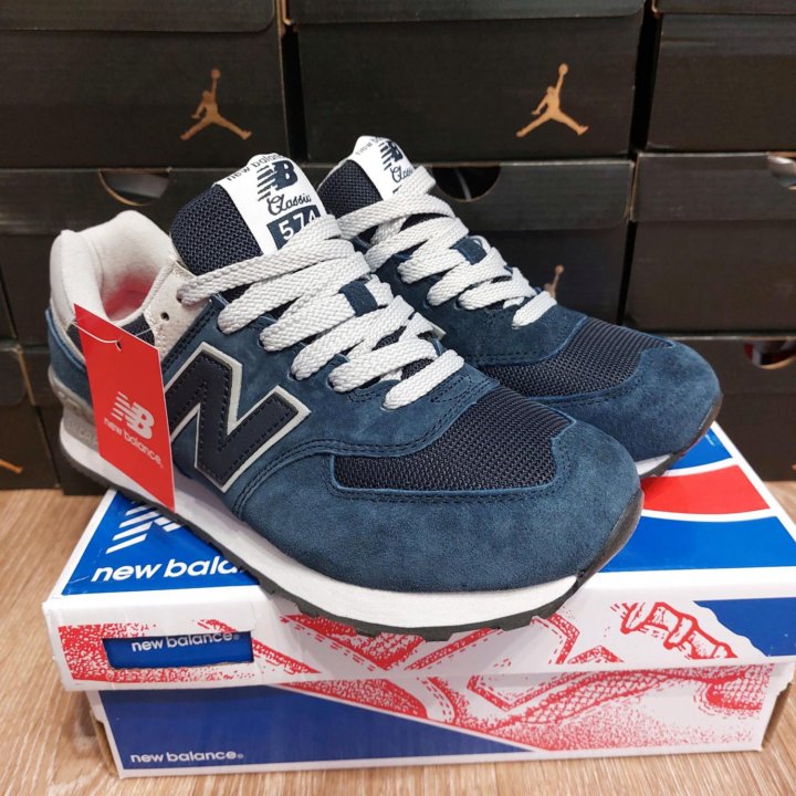 Кроссовки New Balance 574 синие натуральные