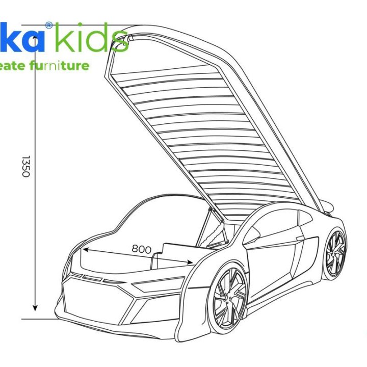 Кровать машина с матрасом N1 AUDI