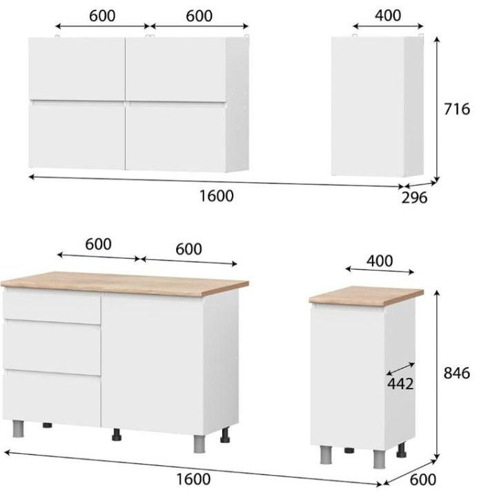 Новый кухонный гарнитур, кухня 1,6 м