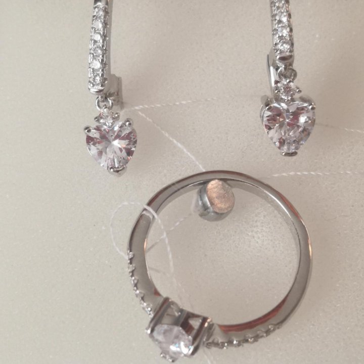 Серьги и кольцо серебро