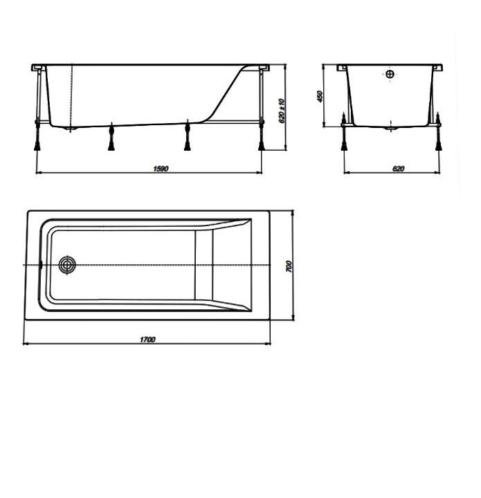 Новая акриловая ванна Roca Easy 170x70