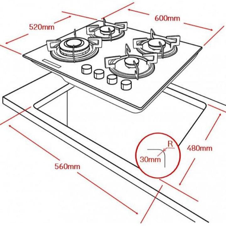 Газовая панель HCG-445 стеклокерамика