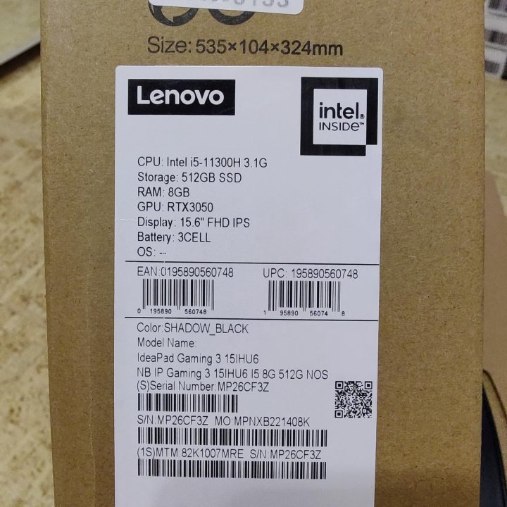 Игровой ноутбук Lenovo IdeaPad Gaming 3 rtx3050