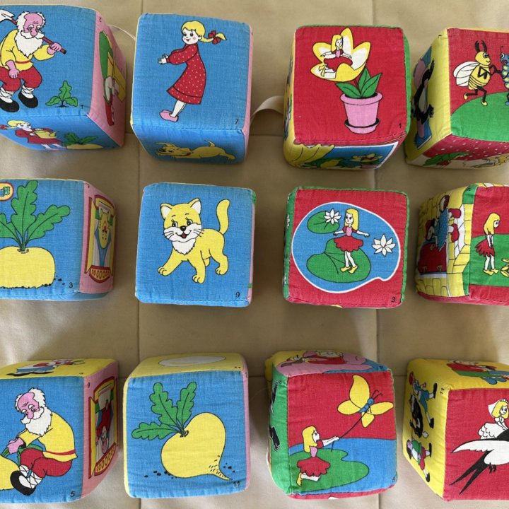 Мягкие кубики Мякиши 2 набора 12 штук - 6 сказок