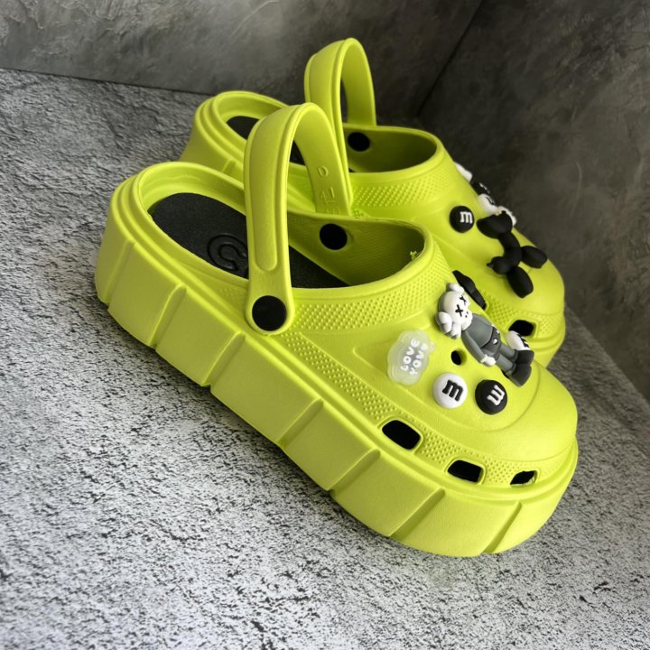 Крокс crocs тапочки салатовые