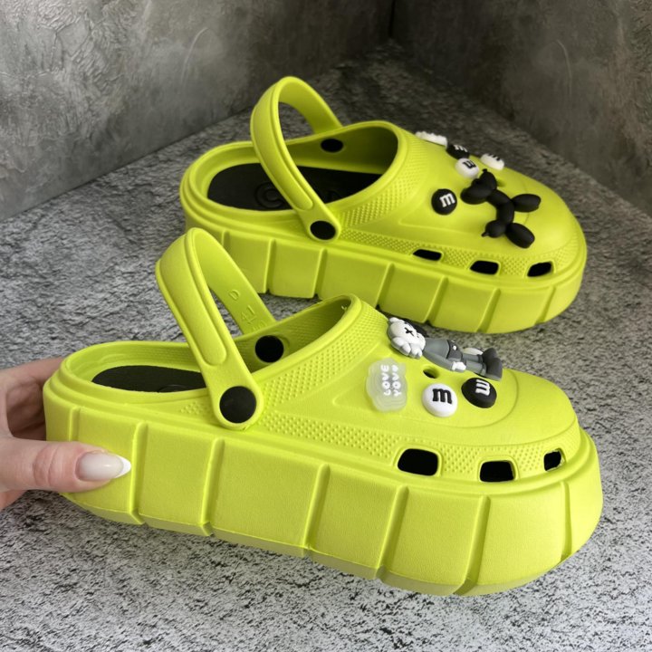 Крокс crocs тапочки салатовые