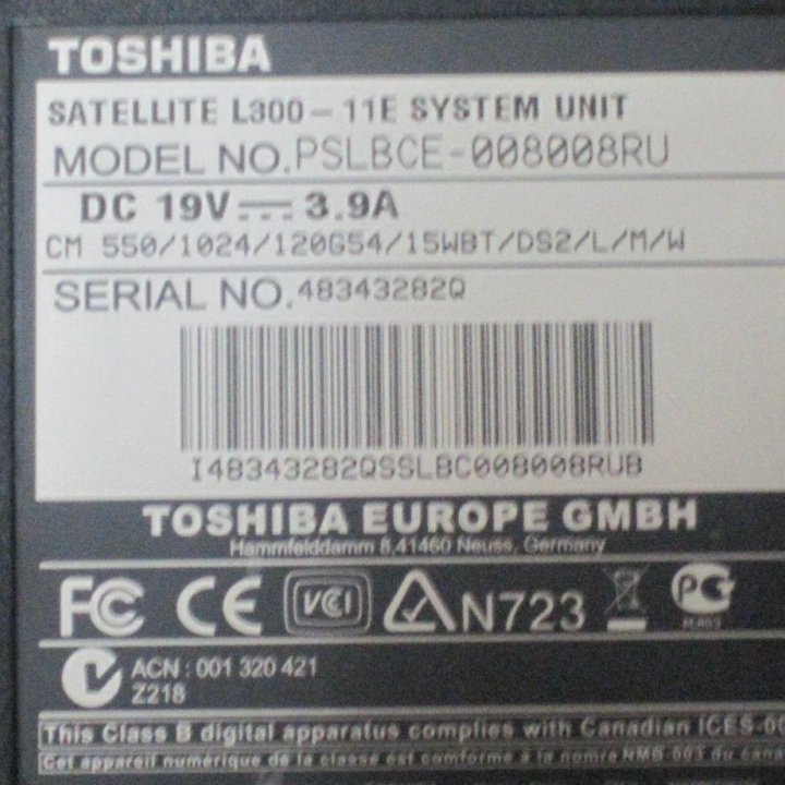 Резвый Toshiba L300 Core 2 Duo после апгрейда