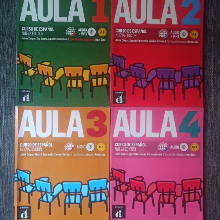 Новые Aula 1, Aula 2, Aula 3,4 учебники испанского