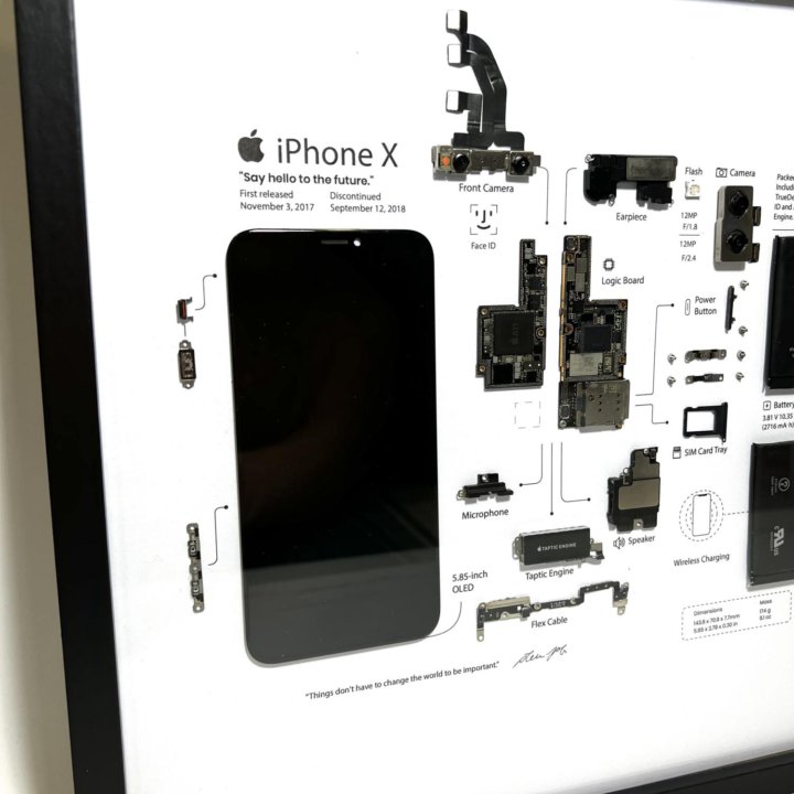 iPhone X Space Gray в рамке инсталляция