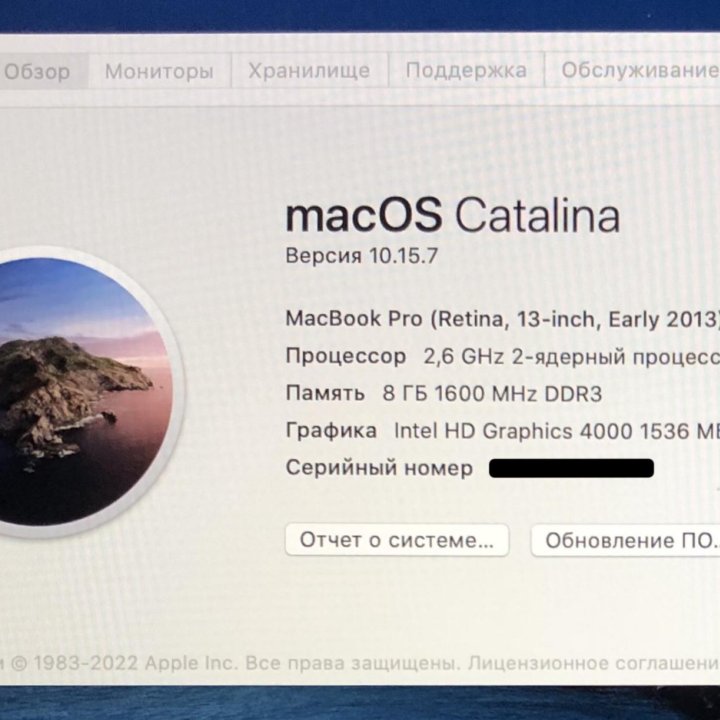 MacBook Pro 13’’ (Early 2013) 8GB/256GB, 142 цикла