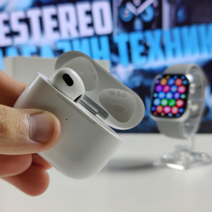 БЕЗрамочные Apple Watch 7 Silver + AirPods 3