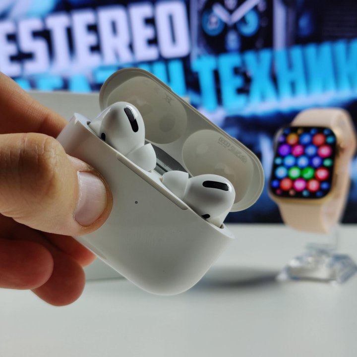 БЕЗрамочные Apple Watch 7 Gold + AirPods PRO