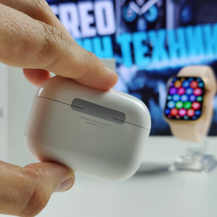 БЕЗрамочные Apple Watch 7 Gold + AirPods PRO