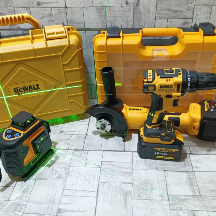 Набор 2 в 1 + нивелир 4 dewalt