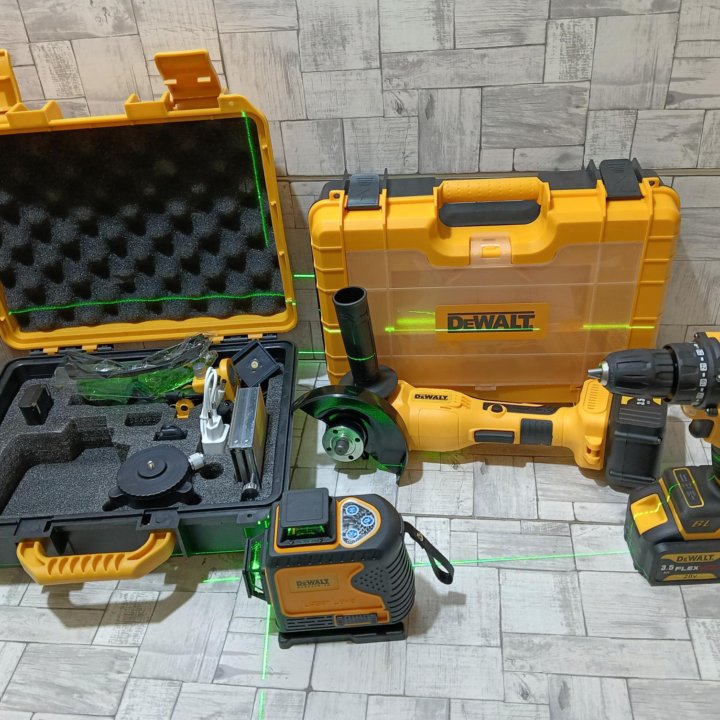 Набор 2 в 1 + нивелир 4 dewalt