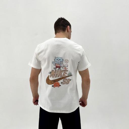 футболка белая рисунок на спине nike SB