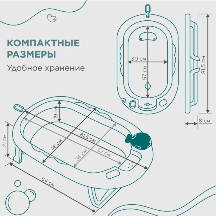 Новая складная ванночка с термометром