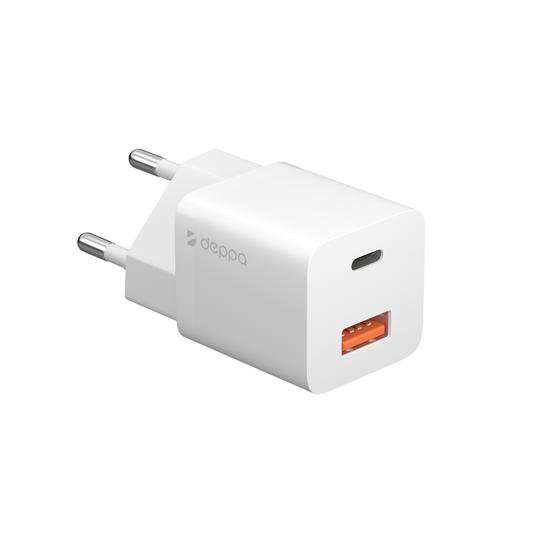 СЗУ Deppa USB-C + USB-A, PD 3.0, QC 3.0, GaN, 20Вт. White (арт. 11410)