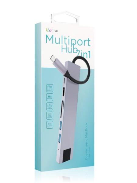 USB-C разветвитель VLP Multiport Hub для MacBook 7в1 Серебро
