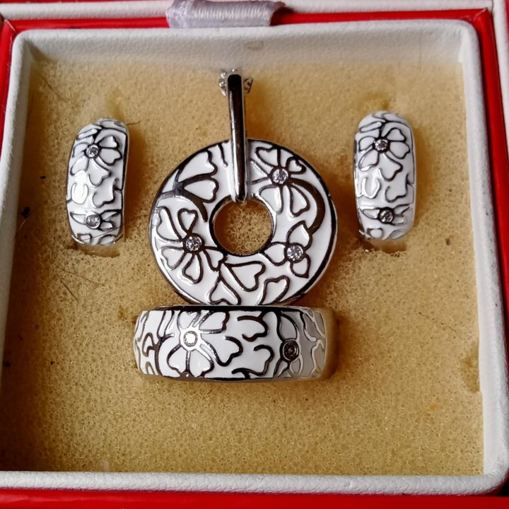 Набор серебро 925 с цирконами и эмалью