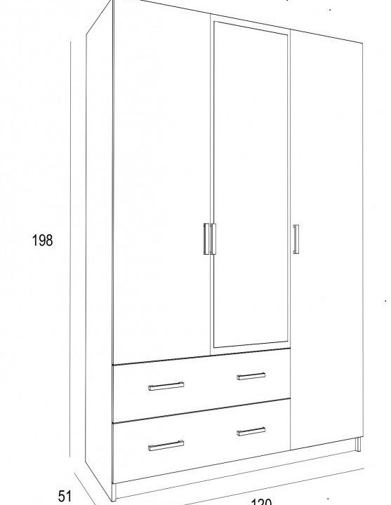 Шкаф для одежды распашной 120 см + зеркало