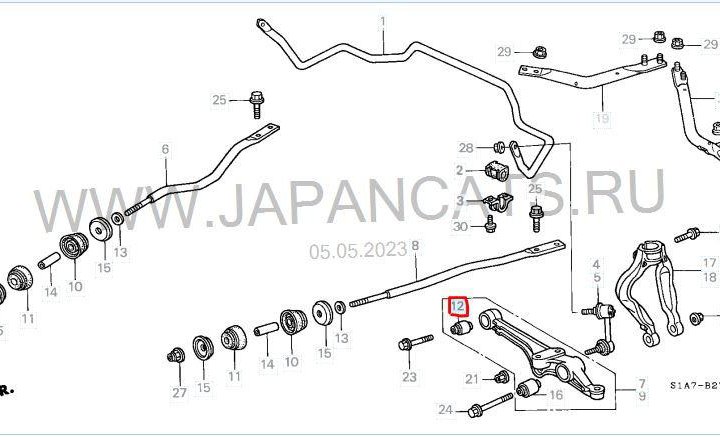 Сайлентблоки переднего нижнего рычага Honda Accord