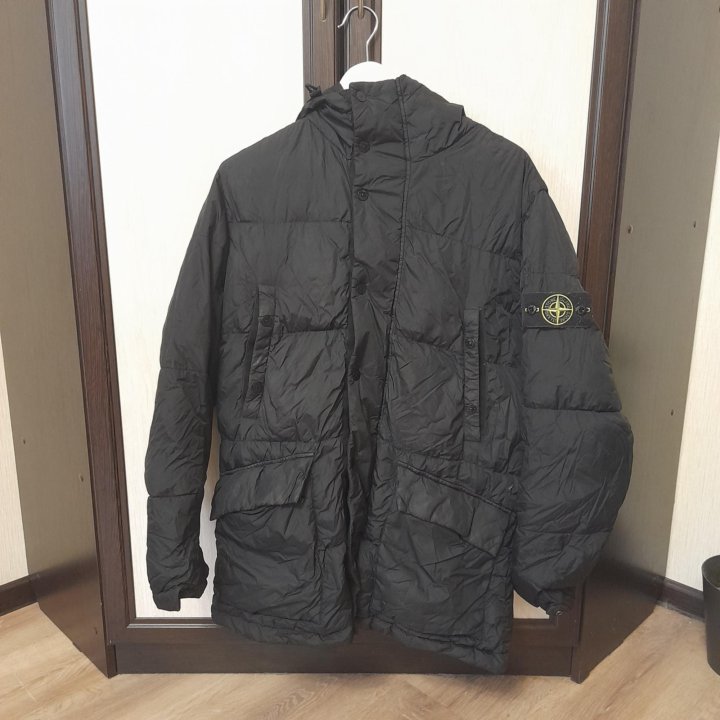 Мужской пуховик stone island crinkle reps