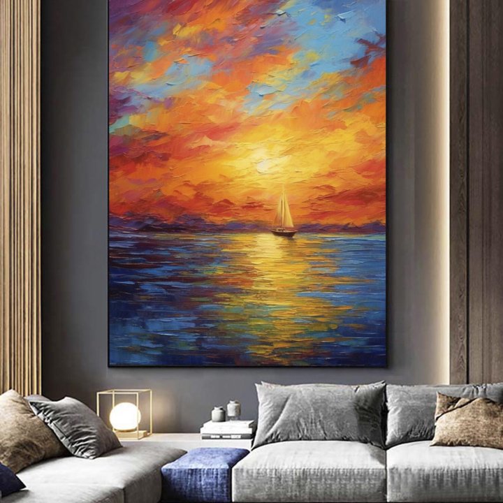 Картины маслом Морской пейзаж с парусником