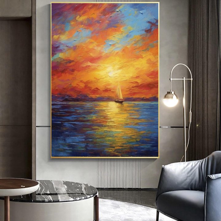 Картины маслом Морской пейзаж с парусником