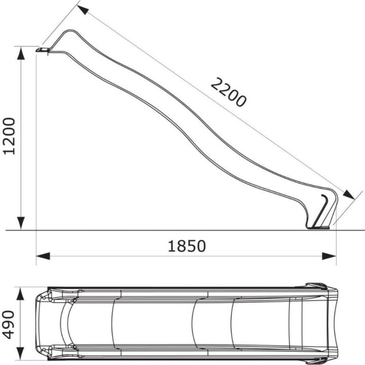 Скат-горка пластиковый 2,2 метра ‘yulvo’ hdpe