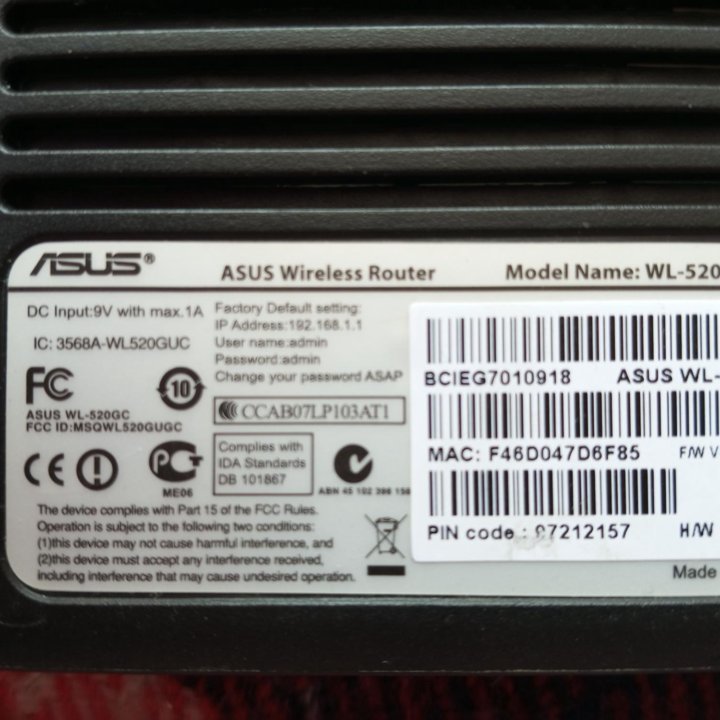 Wi-Fi роутер asus WL-520GC