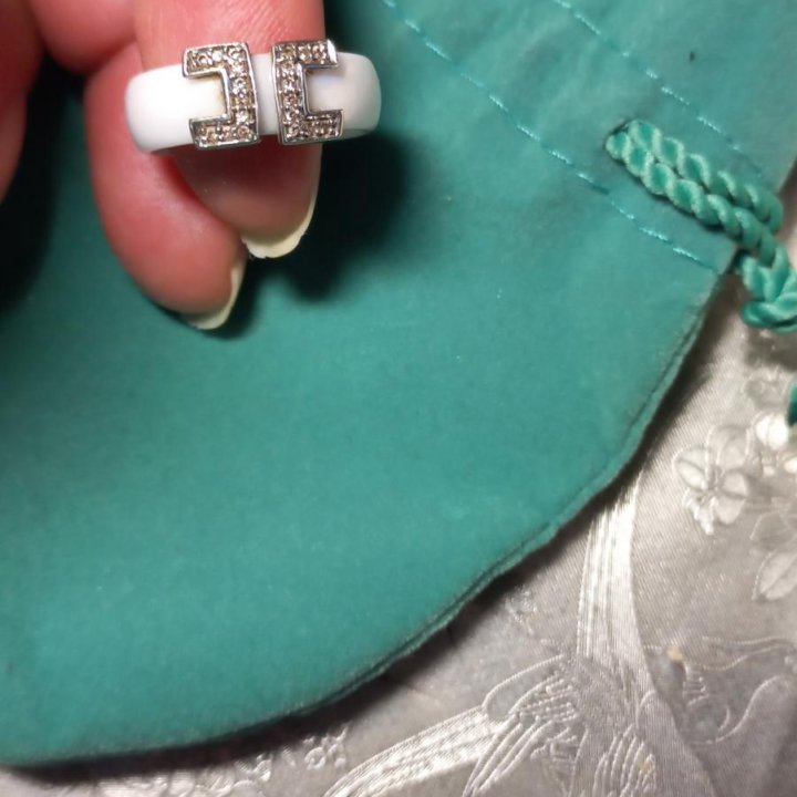 Кольцо керамика,серебро