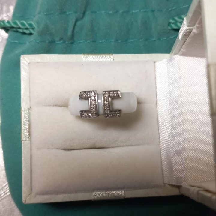 Кольцо керамика,серебро