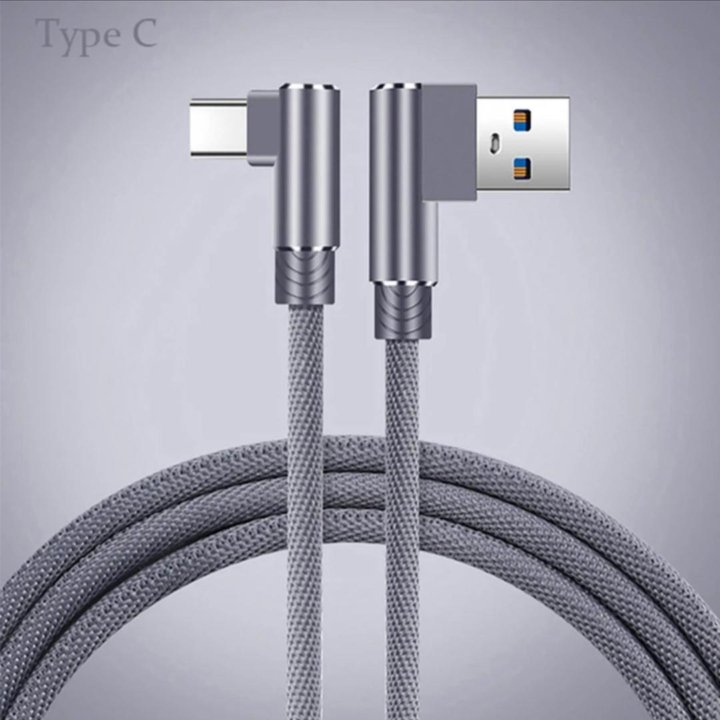 Кабель угловой USB/type-C быстрая зарядка, 96 см