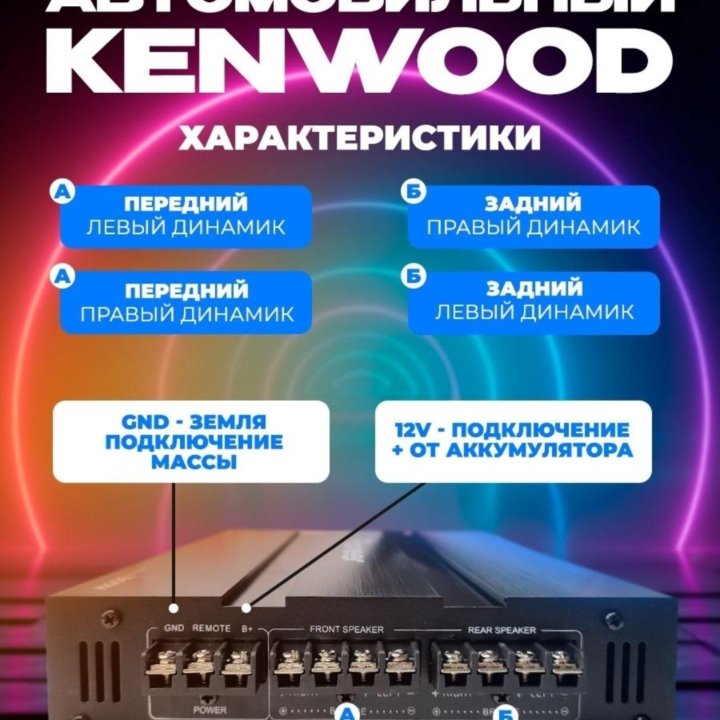 Усилитель Kenwood. 4 Канала. Новый!