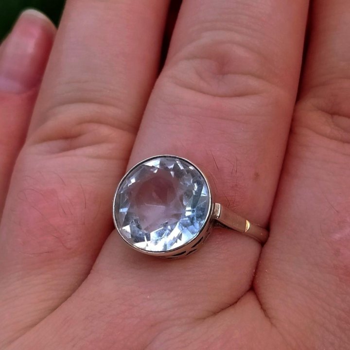 Серебряное кольцо 875 проба Горный Хрусталь