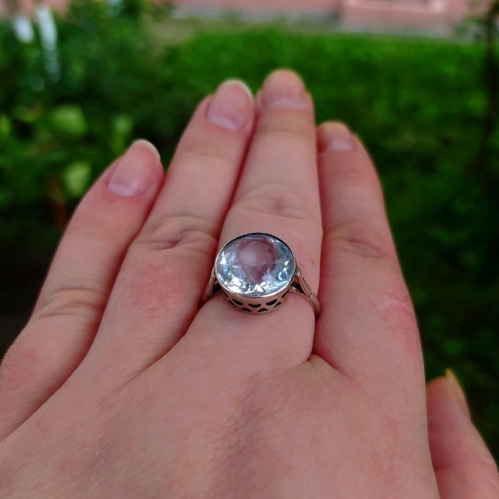 Серебряное кольцо 875 проба Горный Хрусталь