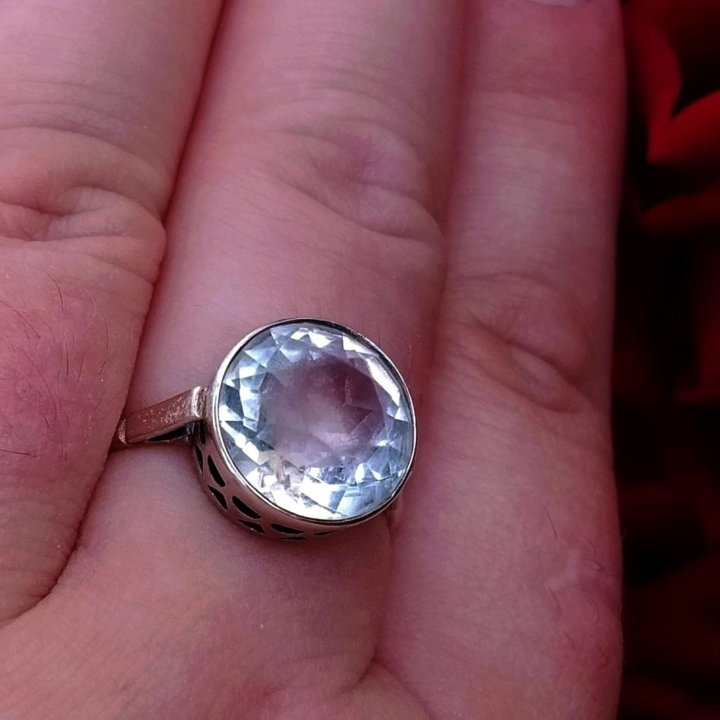 Серебряное кольцо 875 проба Горный Хрусталь
