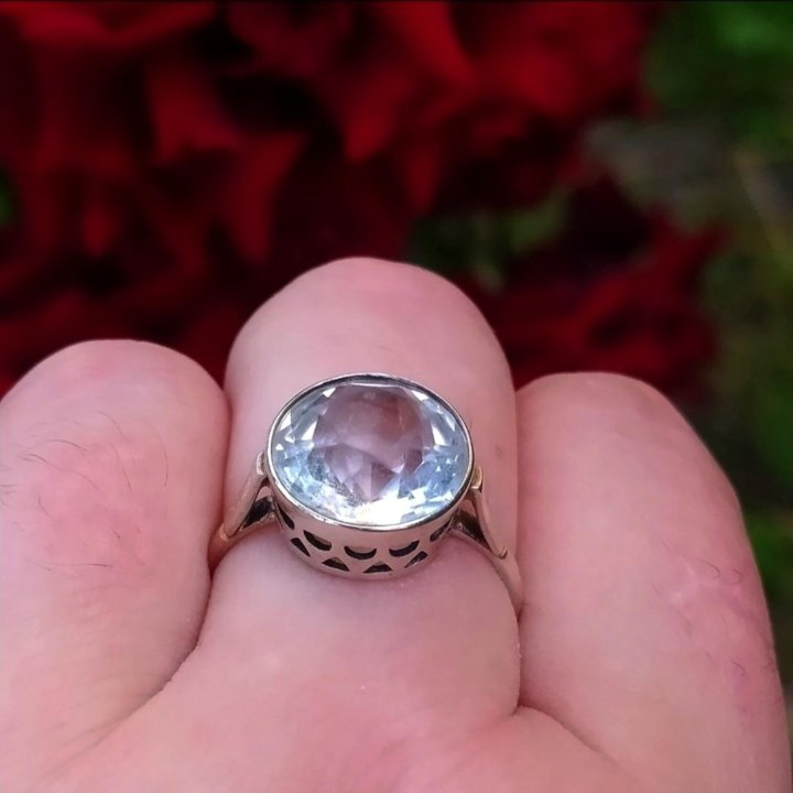 Серебряное кольцо 875 проба Горный Хрусталь