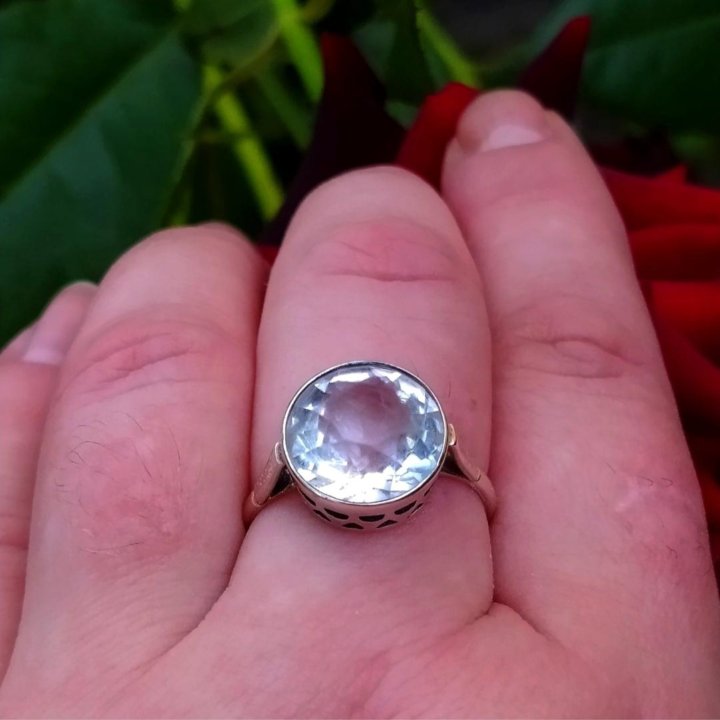 Серебряное кольцо 875 проба Горный Хрусталь
