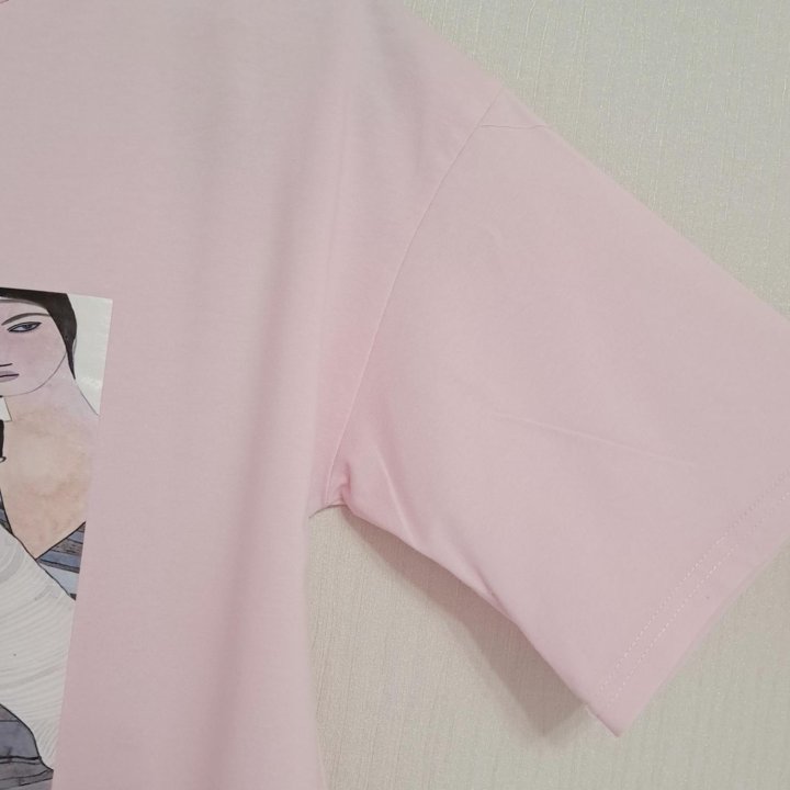 Женское платье футболка длинное р. 42-44 розовое