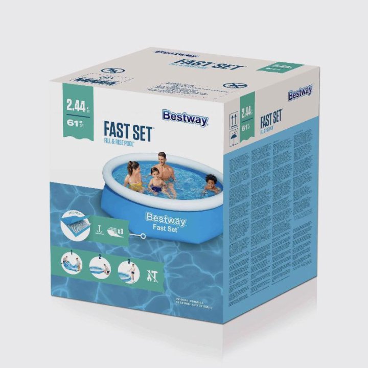 Надувной бассейн Bestway Fast Set 244х61см, 1880л