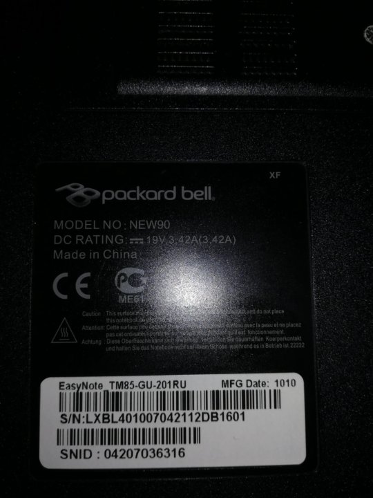 Packard bell new95 нет изображения