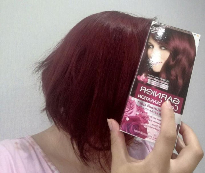 Краска для волос бордовая коробка