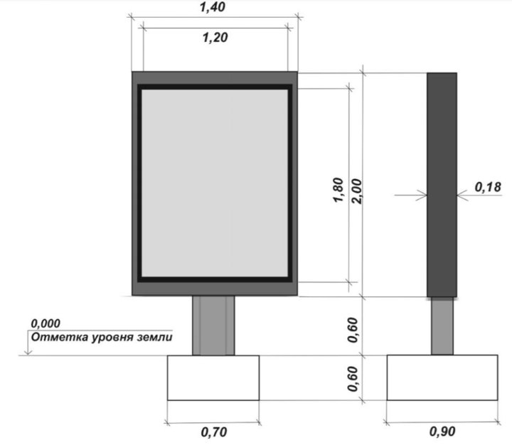 Рекламный пилон чертеж