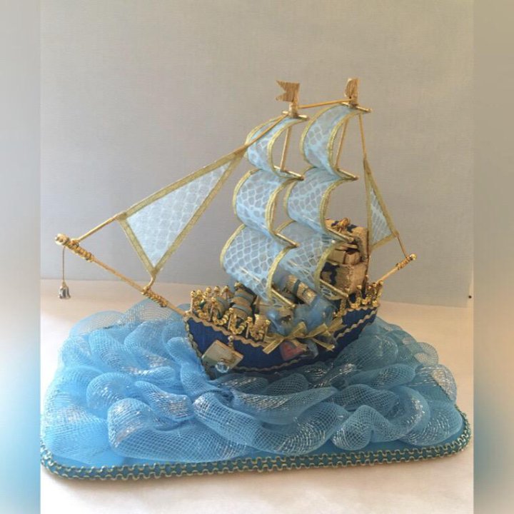 Конфеты и изделия из конфет на свадьбу: Фигура из конфет. Корабль 