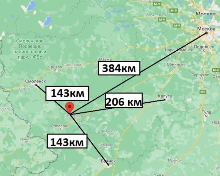 Маршрут Смоленск - Десногорск на карте автомобильных …