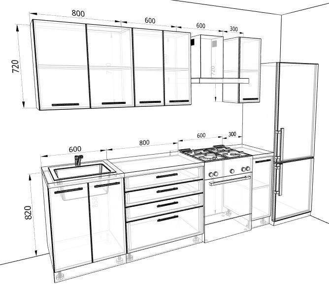 Чертеж кухни размер 3 3. Кухня 3300 мм по прямой и холодильник по другой стене сбоку чертеж. Чертеж прямой кухни. Кухонный гарнитур чертеж с размерами. Размеры кухни.